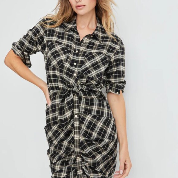 Veronica Beard Sierra Dress Black Plaid Shirt Dress Size 2 New Tag $498 - Picture 1 of 8